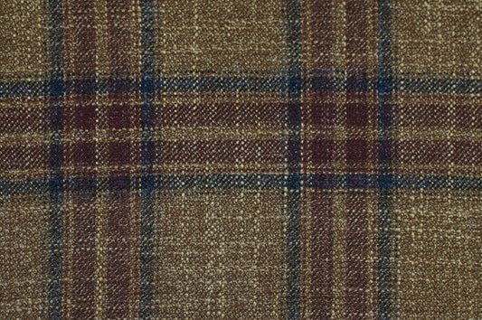 Dormeuil Fabric Brown Check 69% Wool 28% Bamboo 3% Linen (Ref-779421)