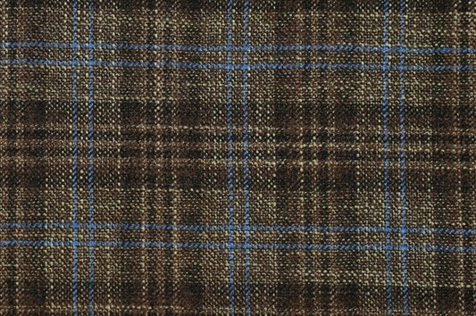 Dormeuil Fabric Brown Check 69% Wool 28% Bamboo 3% Linen (Ref-779423)