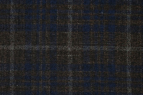 Dormeuil Fabric Brown Check 69% Wool 28% Bamboo 3% Linen (Ref-779425)