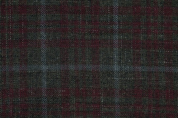 Dormeuil Fabric Green Check 69% Wool 28% Bamboo 3% Linen (Ref-779426)