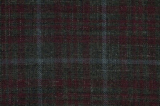 Dormeuil Fabric Green Check 69% Wool 28% Bamboo 3% Linen (Ref-779426)