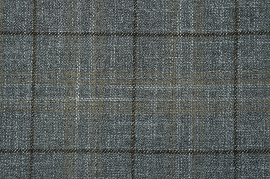 Dormeuil Fabric Grey Check 69% Wool 28% Bamboo 3% Linen (Ref-779430)