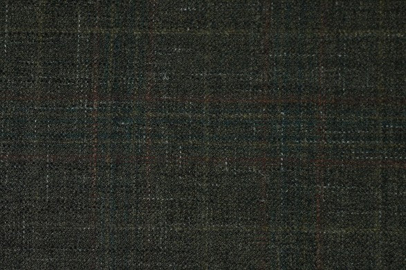 Dormeuil Fabric Green Check 69% Wool 28% Bamboo 3% Linen (Ref-779431)