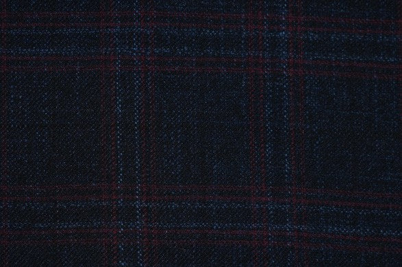Dormeuil Fabric Navy Check 69% Wool 28% Bamboo 3% Linen (Ref-779433)