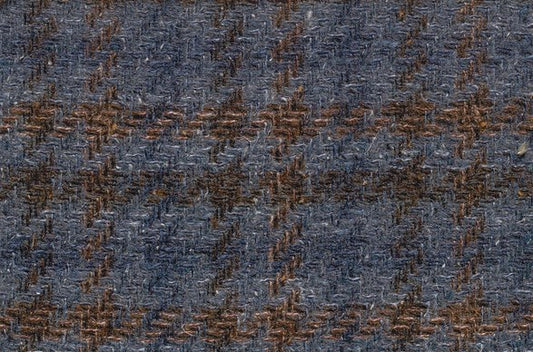 Dormeuil Fabric Blue Check 60% Wool 18% Silk 16% Polyamide 6% Linen (Ref-780011)