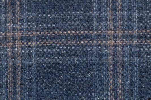 Dormeuil Fabric Blue Check 60% Wool 18% Silk 16% Polyamide 6% Linen (Ref-780024)