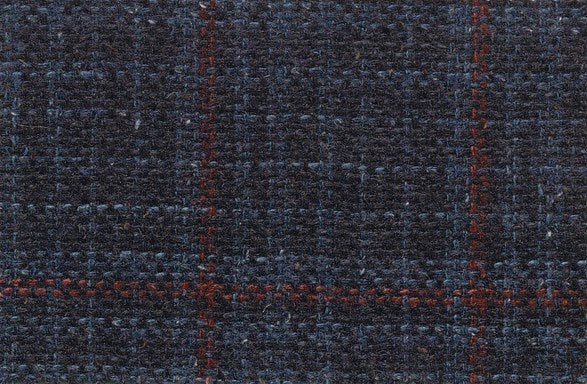 Dormeuil Fabric Navy Check 60% Wool 18% Silk 16% Polyamide 6% Linen (Ref-780025)