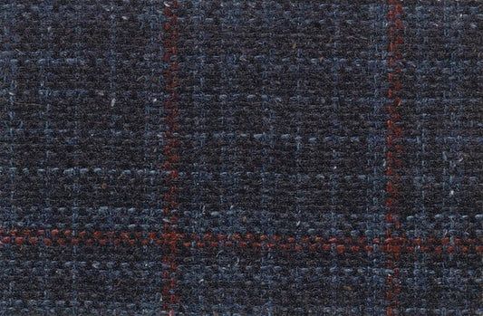 Dormeuil Fabric Navy Check 60% Wool 18% Silk 16% Polyamide 6% Linen (Ref-780025)