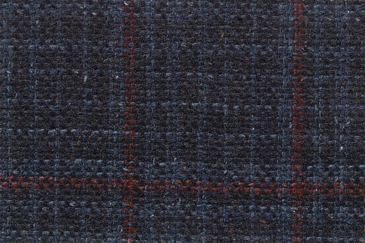 Dormeuil Fabric Navy Check 60% Wool 18% Silk 16% Polyamide 6% Linen (Ref-780025)