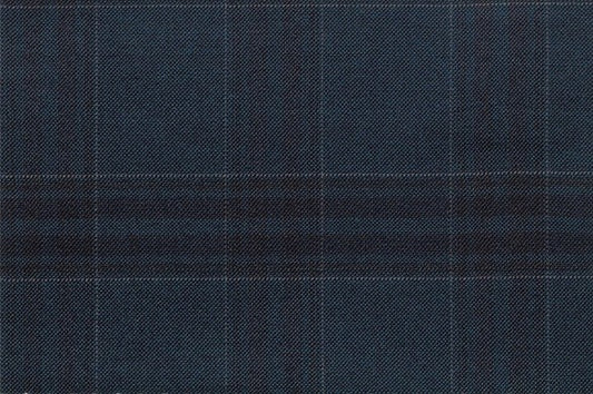 Dormeuil Fabric Blue Check 95% Wool 5% Cashmere (Ref-792014)