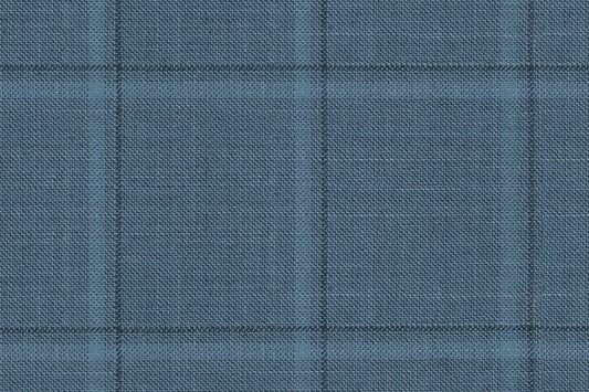 Dormeuil Fabric Blue Check 33% Cashmere 29% Wool 29% Silk 9% Linen (Ref-794352)