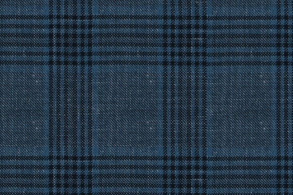 Dormeuil Fabric Blue Check 38% Cashmere 29% Wool 25% Silk 8% Linen (Ref-794360)