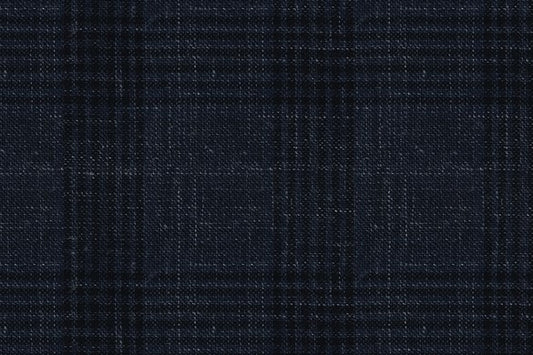 Dormeuil Fabric Navy Check 38% Cashmere 29% Wool 25% Silk 8% Linen (Ref-794361)