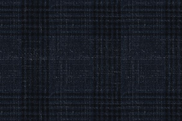 Dormeuil Fabric Navy Check 38% Cashmere 29% Wool 25% Silk 8% Linen (Ref-794361)