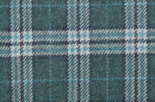 Dormeuil Fabric Blue Check 100% Cashmere (Ref-798203)