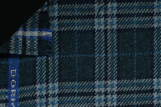 Dormeuil Fabric Blue Check 100% Cashmere (Ref-798203)