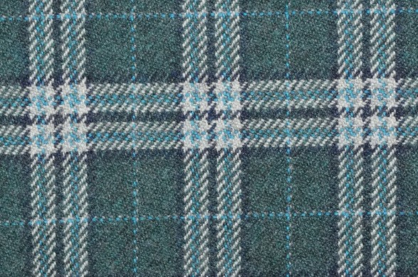 Dormeuil Fabric Blue Check 100% Cashmere (Ref-798203)