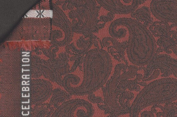 Dormeuil Fabric Red Jacquard 80% Wool 20% Silk (Ref-818053)