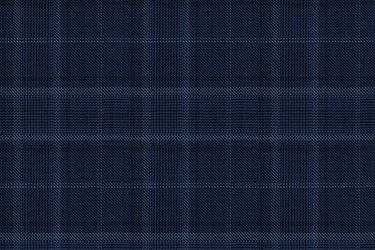 Dormeuil Fabric Blue Check 100% Wool (Ref-838102)