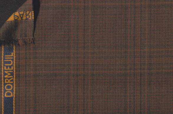 Dormeuil Fabric Brown Check 100% Wool (Ref-838191)