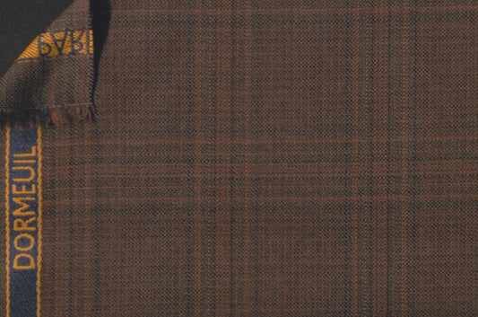 Dormeuil Fabric Brown Check 100% Wool (Ref-838191)