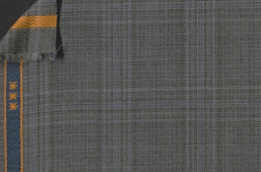 Dormeuil Fabric Grey Check 100% Wool (Ref-838192)