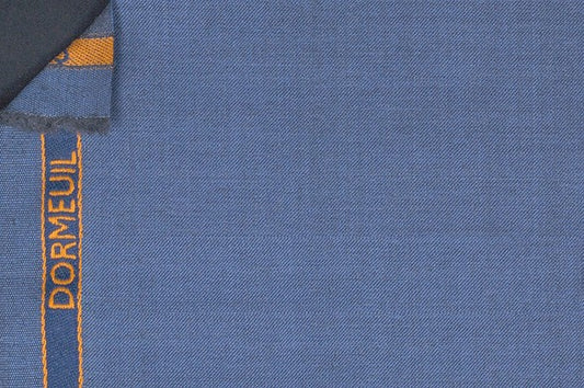 Dormeuil Fabric Blue Plain 100% Wool (Ref-839118)