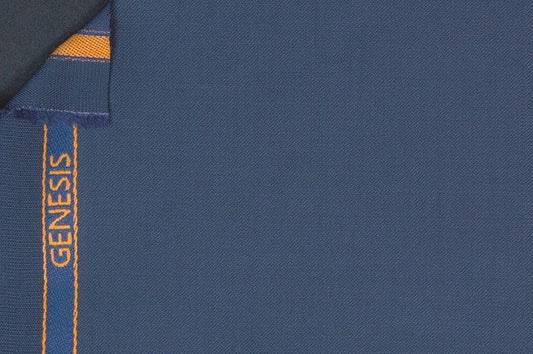 Dormeuil Fabric Blue Plain 100% Wool (Ref-839173)