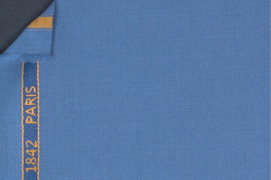 Dormeuil Fabric Blue Plain 100% Wool (Ref-839185)