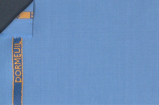 Dormeuil Fabric Blue Plain 100% Wool (Ref-839186)