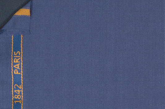 Dormeuil Fabric Blue Plain 100% Wool (Ref-839188)