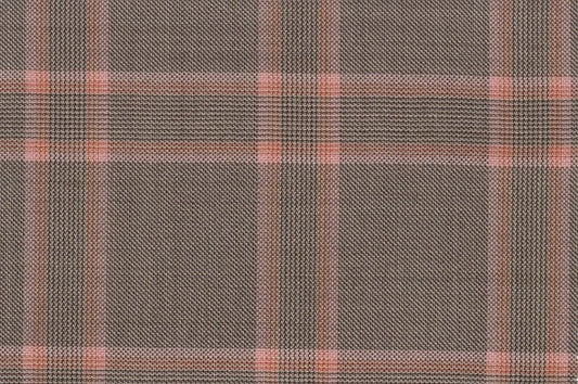 Dormeuil Fabric Orange Check 100% Wool (Ref-841095)