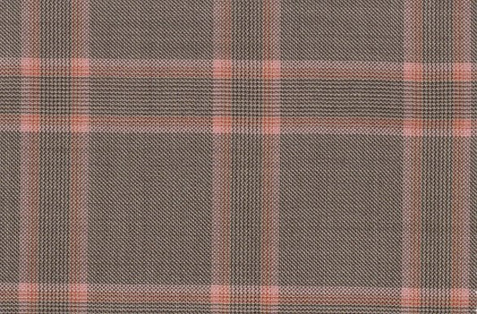 Dormeuil Fabric Orange Check 100% Wool (Ref-841095)