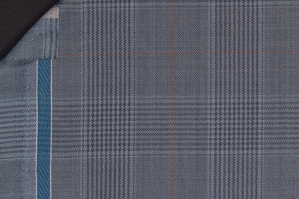 Dormeuil Fabric Blue Check 100% Wool (Ref-842010)