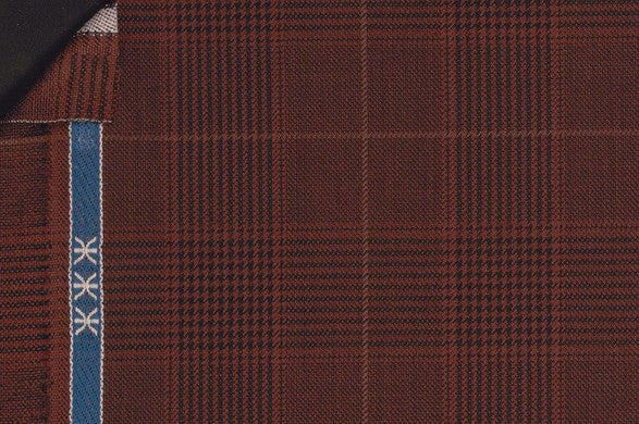 Dormeuil Fabric Burgundy Check 100% Wool (Ref-842011)