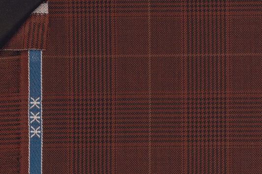 Dormeuil Fabric Burgundy Check 100% Wool (Ref-842011)