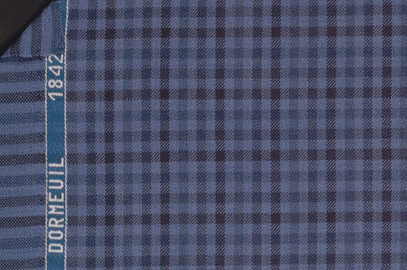 Dormeuil Fabric Blue Check 100% Wool (Ref-842018)