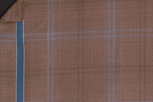 Dormeuil Fabric Brown Check 100% Wool (Ref-842022)