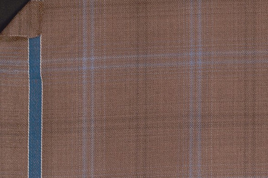 Dormeuil Fabric Brown Check 100% Wool (Ref-842022)