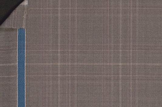 Dormeuil Fabric Grey Check 100% Wool (Ref-842027)