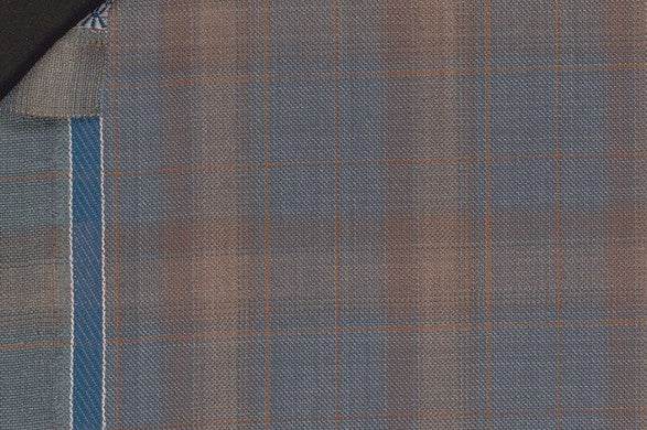 Dormeuil Fabric Blue Check 100% Wool (Ref-842029)