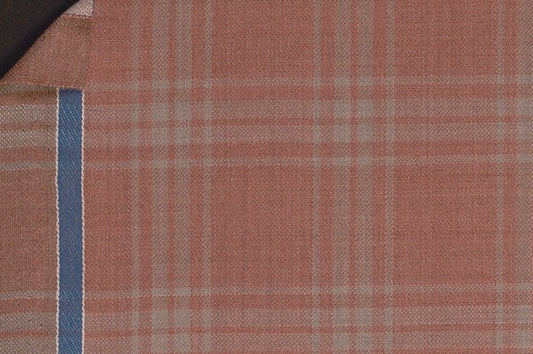 Dormeuil Fabric Burgundy Check 100% Wool (Ref-842030)