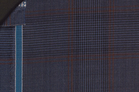 Dormeuil Fabric Navy Check 100% Wool (Ref-842031)