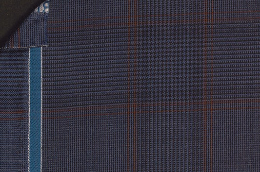 Dormeuil Fabric Navy Check 100% Wool (Ref-842031)