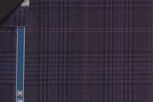 Dormeuil Fabric Navy Check 100% Wool (Ref-842032)