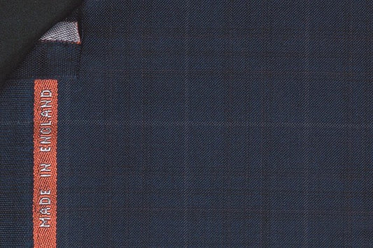 Dormeuil Fabric Navy Check 100% Wool (Ref-843458)