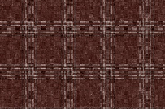 Dormeuil Fabric Burgundy Check 68% Wool 26% Silk 6% Linen (Ref-880084)