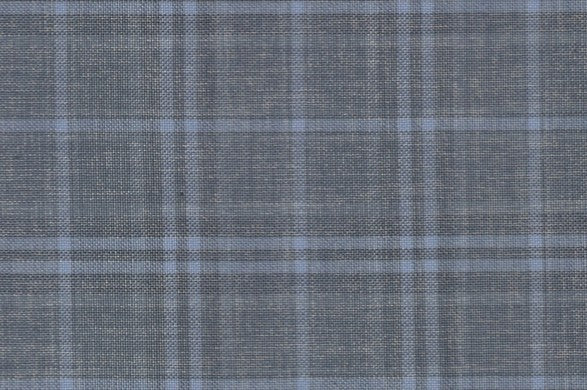 Dormeuil Fabric Blue Check 55% Wool 45% Silk (Ref-880116)