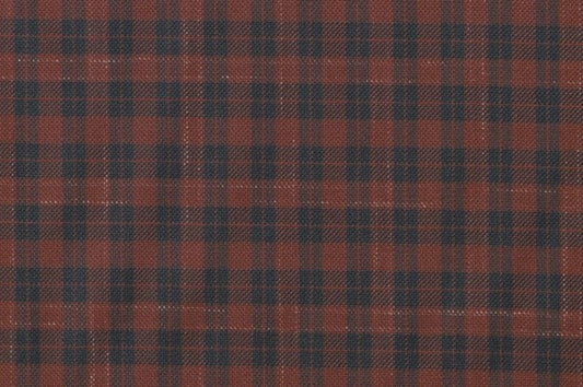 Dormeuil Fabric Red Check 55% Wool 45% Silk (Ref-880123)