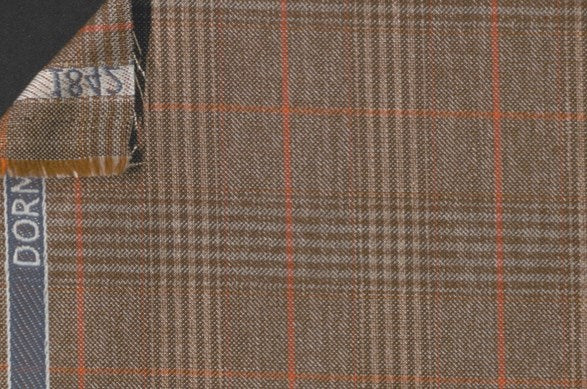 Dormeuil Fabric Brown Check 55% Wool 45% Silk (Ref-880130)